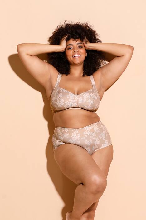 BH ohne Softschalen, Blütendruck, breiter Ausschnitt