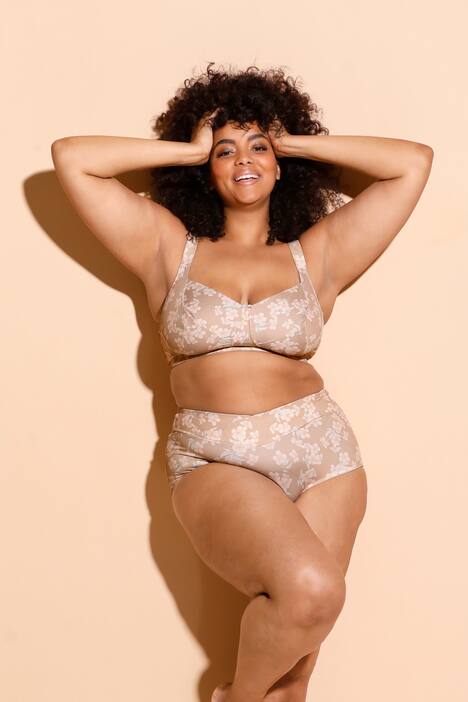 BH ohne Softschalen, Blütendruck, breiter Ausschnitt