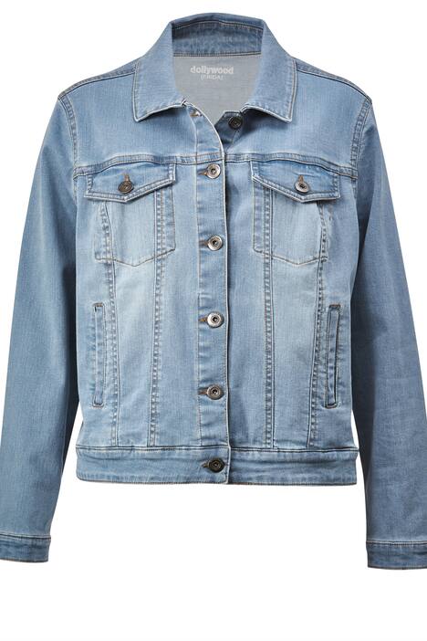 Jeansjack, overhemdkraag, knoopsluiting, lange mouwen