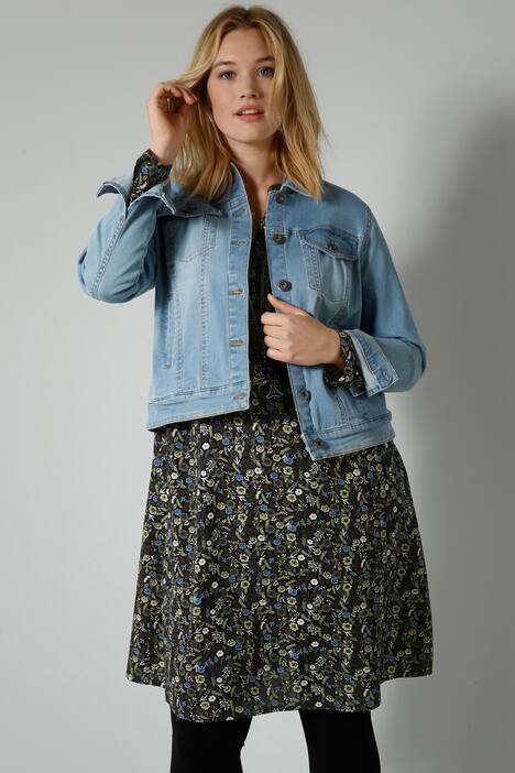 Jeansjack, overhemdkraag, knoopsluiting, lange mouwen