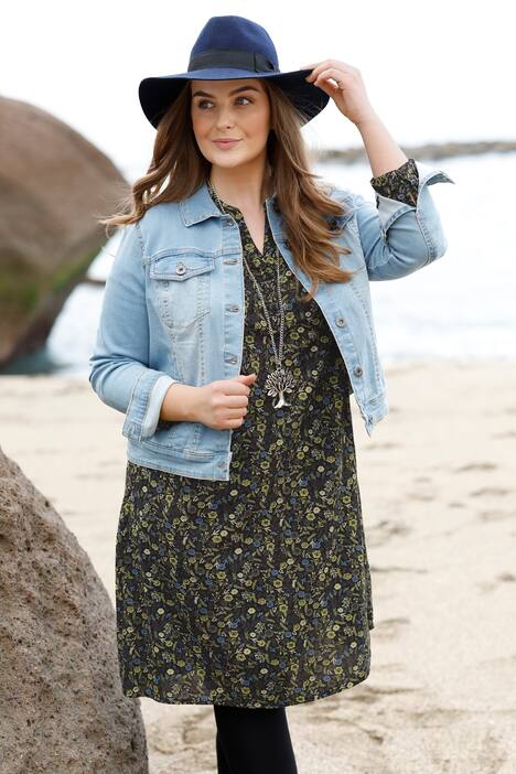 Jeansjack, overhemdkraag, knoopsluiting, lange mouwen