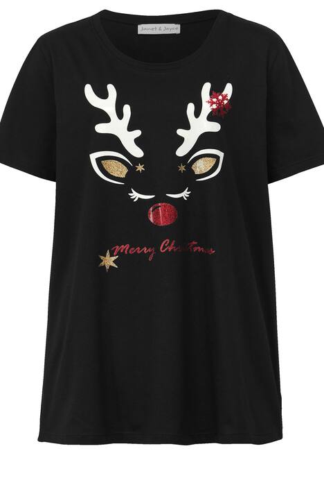T-Shirt, Classic Fit, Weihnachts-Motiv, Rundhals, Halbarm