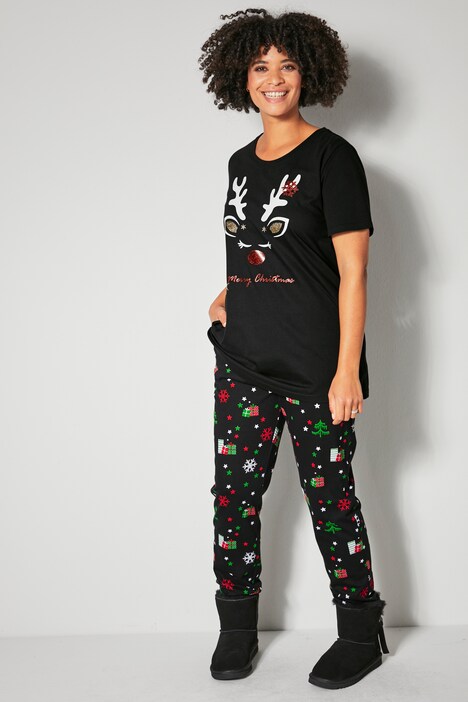 T-Shirt, Classic Fit, Weihnachts-Motiv, Rundhals, Halbarm