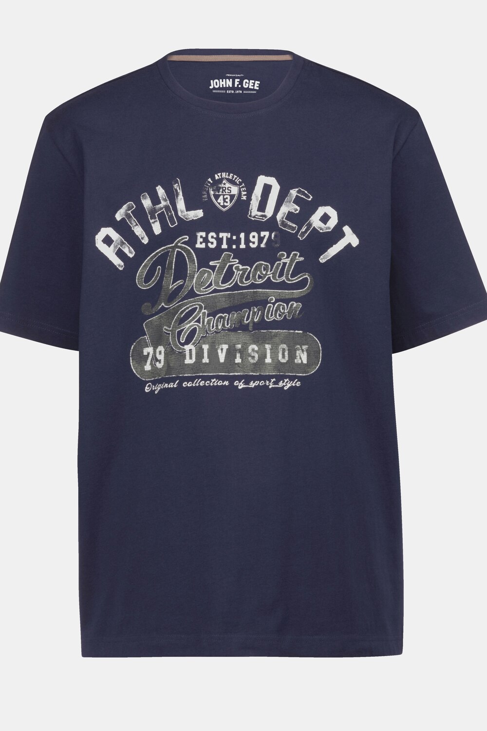 John F. Gee T-shirt, halflange mouwen, Athl. Dept. print, ronde hals, tot maat 72+