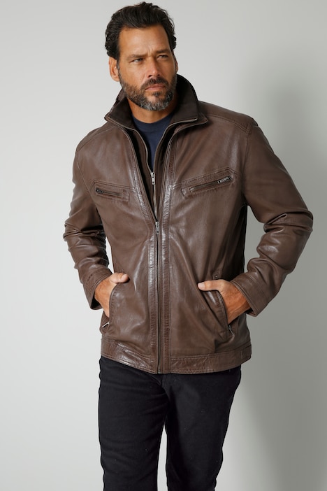 Lederjacke mit abnehmbarer Blende