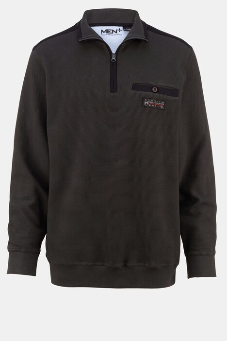 Men+ Sweatshirt, Bauchfit, Troyerkragen, farbige Details