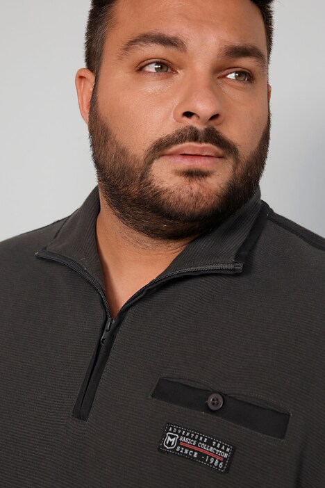Men+ Sweatshirt, Bauchfit, Troyerkragen, farbige Details