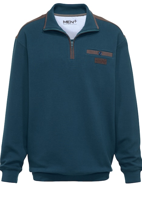 Men+ Sweatshirt, Bauchfit, Troyerkragen, farbige Details