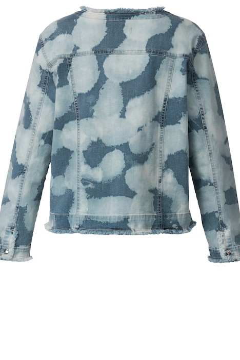 Jeansjacke, Alloverprint, Fransenkanten, Langarm