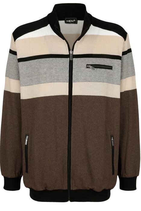 Men+ Sweatjacke, Ringel, Zipper, bis 80/82