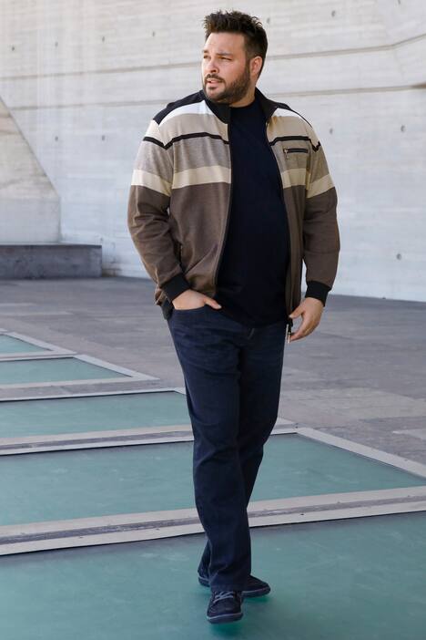 Men+ Sweatjacke, Ringel, Zipper, bis 80/82