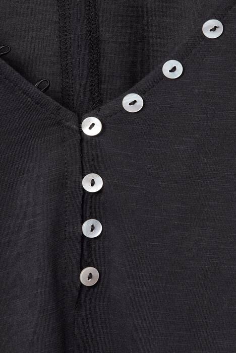 T-shirt, V-hals met knoopsluiting, lange mouwen