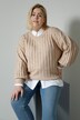 Pullover, oversized, Rippstrick, Rundhals, weiter Langarm