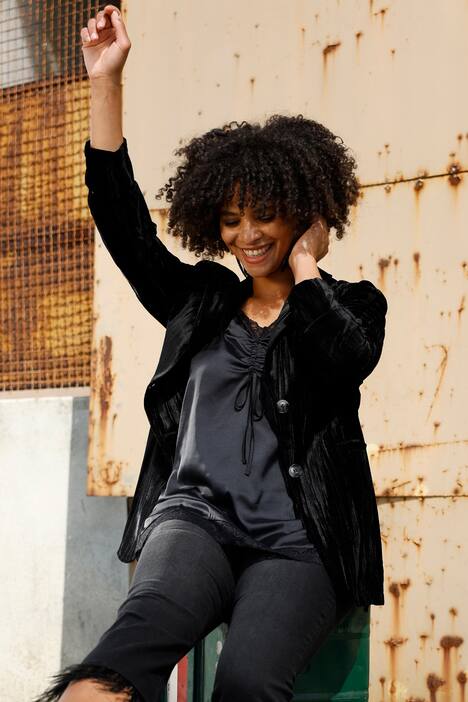 Samtblazer, Crash-Samt, Revers, Langarm