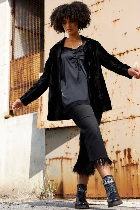 Samtblazer, Crash-Samt, Revers, Langarm