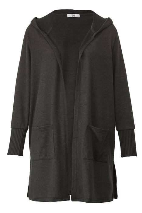 Shirtjacke, offene Form, Kapuze