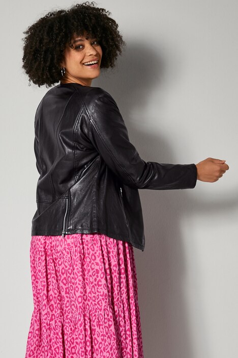 Lederjacke, Bikerjacke, Lammnappaleder, Langarm