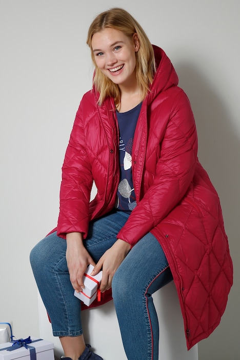 Steppmantel, A-Line, Kapuze, Zipper, 2 Taschen