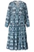 Midikleid, A-Line, floraler Druck, Tunika-Ausschnitt, Langarm