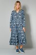 Midikleid, A-Line, floraler Druck, Tunika-Ausschnitt, Langarm