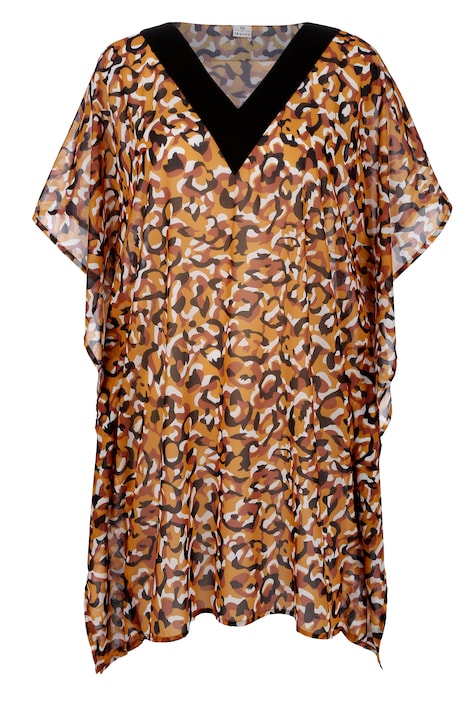 Tunika, Chiffon, Animalprint, V-Ausschnitt