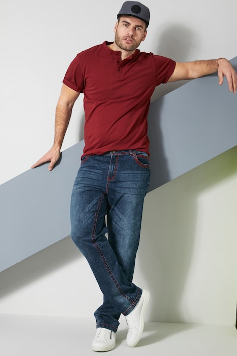 John F. Gee Jeans, Straight Fit, Colornähte, 5-Pocket, bis 35