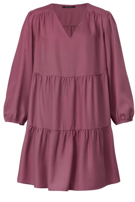 Kleid, V-Ausschnitt, Langarm, breite Volants