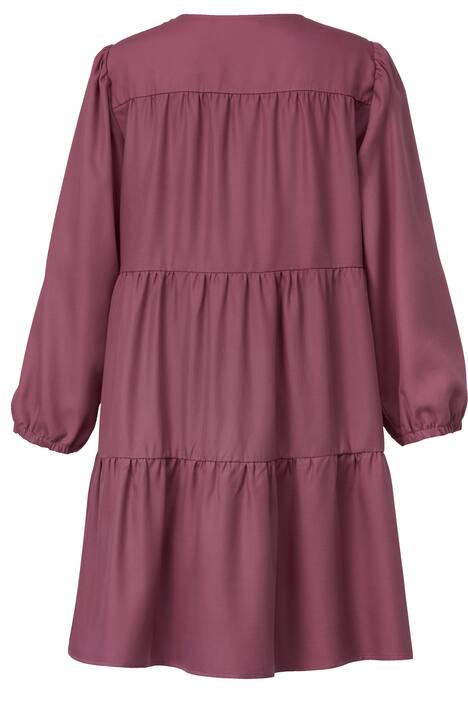 Kleid, V-Ausschnitt, Langarm, breite Volants