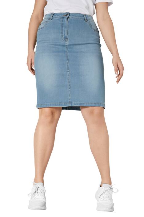 Jupe en jean coupe Straight à 5 poches, avec fente d'aisance