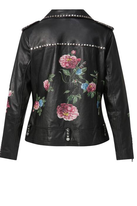 Lederjacke, Bikerjacke, echtes Leder, Ziernieten, Blüten