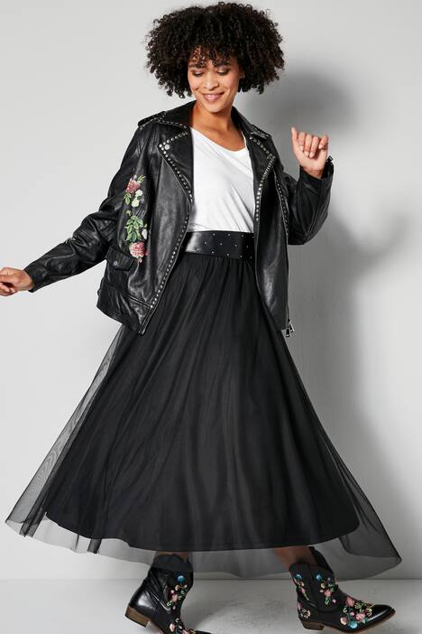 Lederjacke, Bikerjacke, echtes Leder, Ziernieten, Blüten