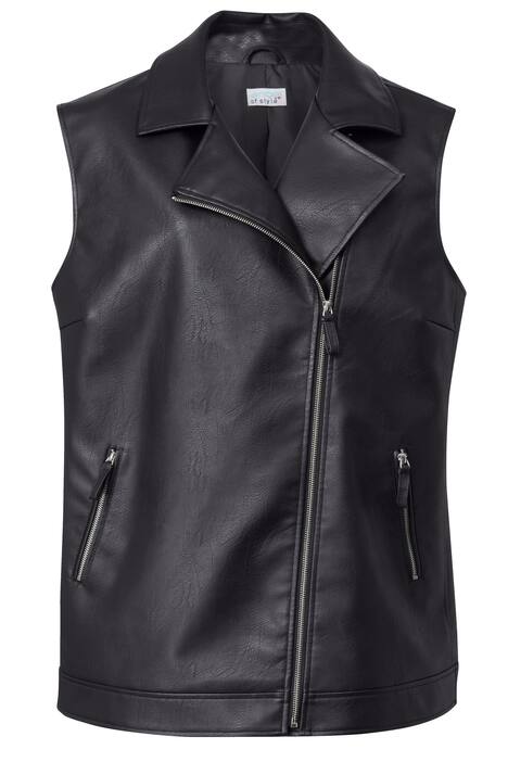 Biker-bodywarmer in leren look, ritssluiting