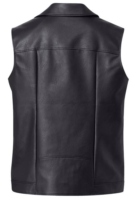 Biker-bodywarmer in leren look, ritssluiting