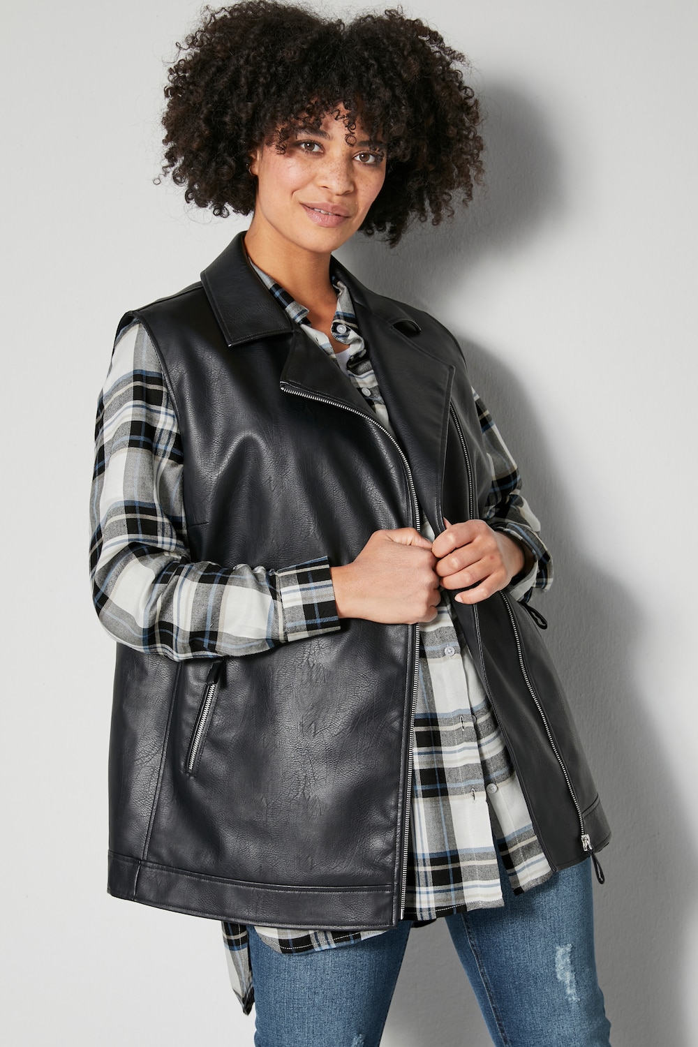 Lederoptik-Bikerweste, Zipper