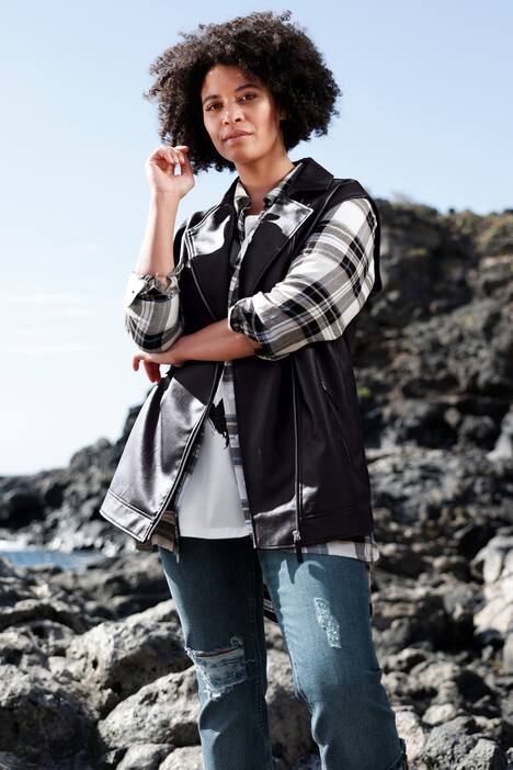 Biker-bodywarmer in leren look, ritssluiting