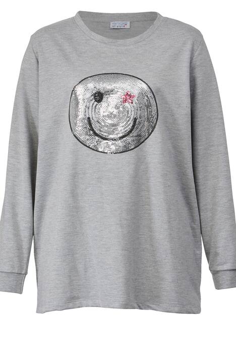 Sweatshirt, Pailletten-Smiley, Langarm
