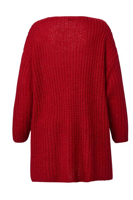 Long-Pullover, grob gestrickt, V-Ausschnitt, Langarm
