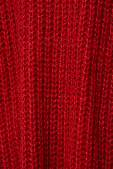 Long-Pullover, grob gestrickt, V-Ausschnitt, Langarm