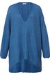 Long-Pullover, grob gestrickt, V-Ausschnitt, Langarm