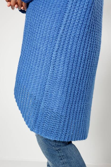 Long-Pullover, grob gestrickt, V-Ausschnitt, Langarm