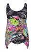 Tankini, Zweiteiler, Softschalen, Dschungeldruck, Zipfelsaum
