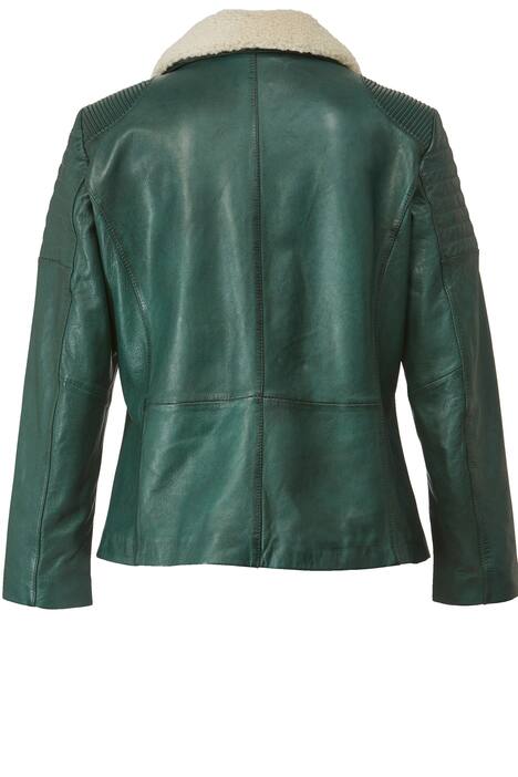 Biker-Lederjacke, echtes Leder, Kunstpelz-Kragen