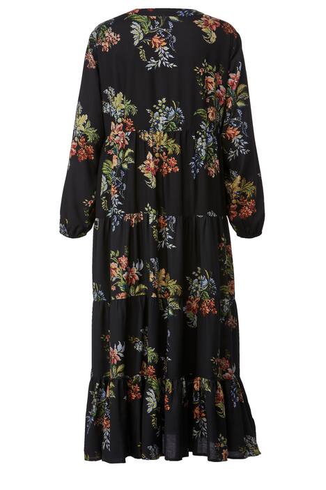 Maxikleid, A-Line, Blumen, Volants