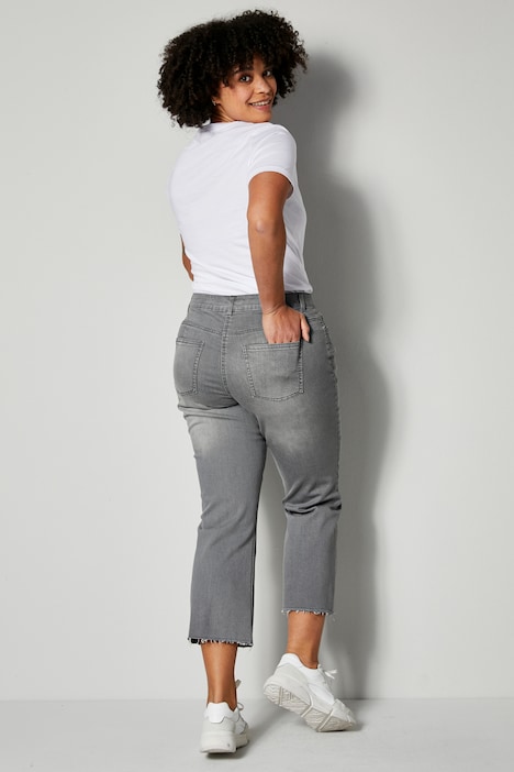 3/4-Jeans, mit Schlag und Fransensaum, 5-Pocket