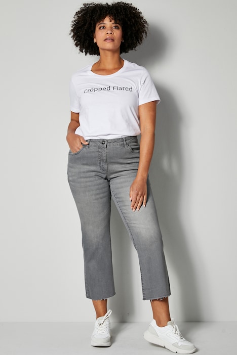 3/4-Jeans, mit Schlag und Fransensaum, 5-Pocket