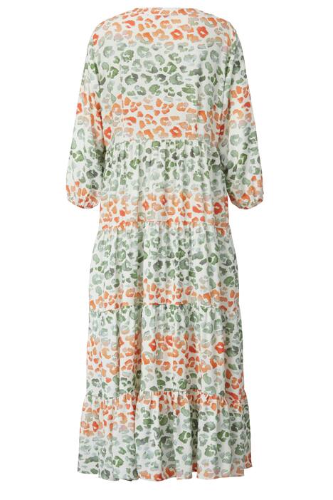 Maxikleid, Leo-Streifen, Tunika-Ausschnitt, 3/4-Ärmel