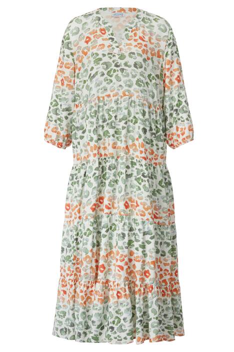 Maxikleid, Leo-Streifen, Tunika-Ausschnitt, 3/4-Ärmel