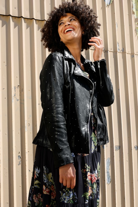 Lederjacke, Bikerjacke, echtes Leder, Ziernieten