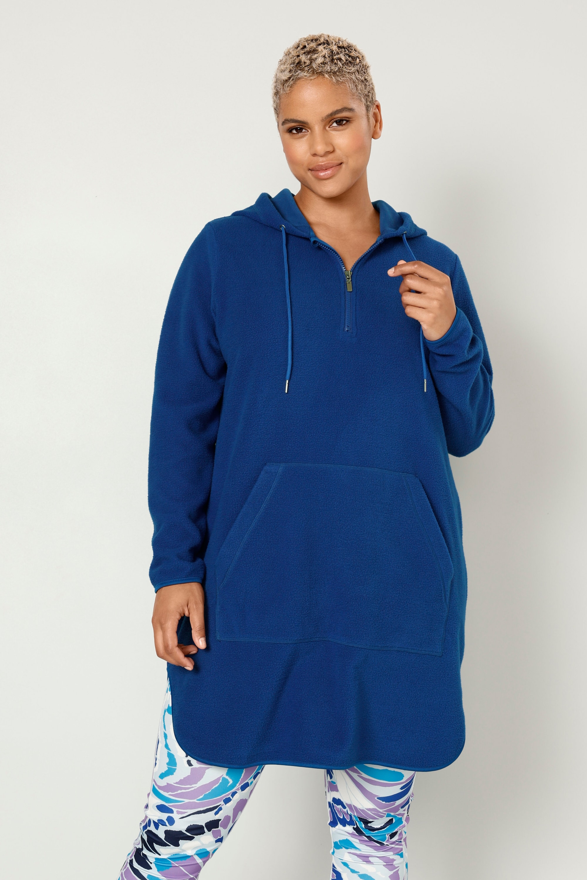 Angel of Style Damen große Größen Long Hoodie oversized Teddyfleece