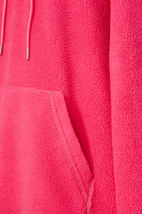 Long-Hoodie, oversized, Teddyfleece, Kapuze mit Zipper, Kängurutasche